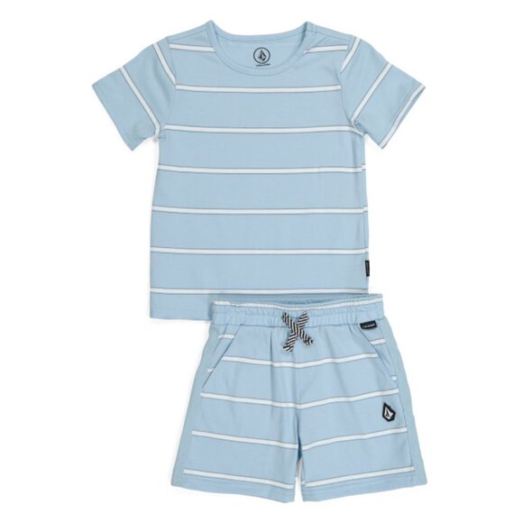 VOLCOM Blue Infant Boys 2pc Striped Top And Shorts Set - Picture 1 of 2